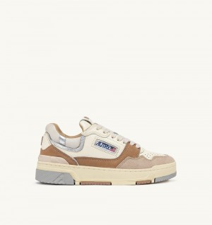 Autry Clc Low Sneakers Suede Nubuck Sneakers Donna Beige | 26780-RVFO