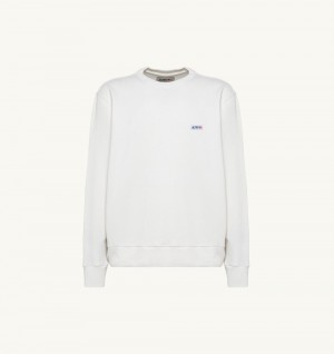 Autry Crew Neck Sweatshirt Cotton Top Uomo Bianche | 23490-RLXZ