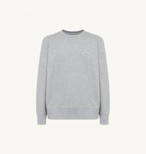 Autry Crew Neck Sweatshirt Melange Cotton Top Uomo Grigie | 62874-UXTR