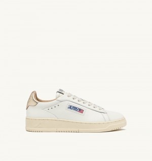 Autry Dallas Low Sneakers Leather Sneakers Donna Bianche Oro | 02413-YXJA