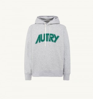 Autry Hooded Sweatshirt Melange Cotton Top Uomo Grigie | 09721-MLHB