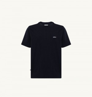 Autry Label T-shirt Cotton Jersey Top Uomo Blu | 23948-ZNKV