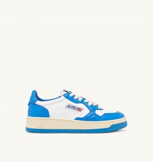 Autry Medalist Low Sneakers Two-tone Leather Sneakers Donna Bianche Blu Chiaro | 34025-TZGA