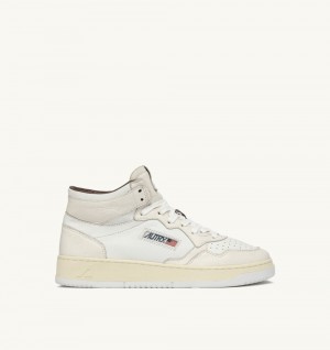 Autry Medalist Mid Sneakers Leather Neutral-tone Nappa Sneakers Donna Bianche | 31498-TJIE