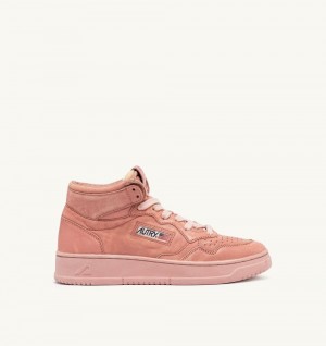 Autry Medalist Mid Sneakers Napa Leather Sneakers Donna Rosa | 47021-XFAN