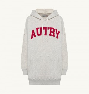 Autry Melange Hooded Sweatshirt Dress Embroidery Logo Top Donna Grigie | 95823-YPTK