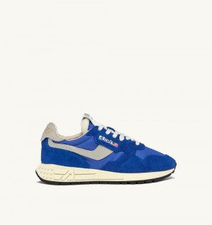 Autry Reelwind Low Sneakers Nylon Suede Sneakers Uomo Blu | 83720-OBQE