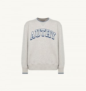 Autry Relaxed Fit Crew Neck Sweatshirt Cotton Top Uomo Grigie | 92635-DULO