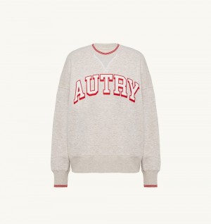 Autry Relaxed Fit Crew Neck Sweatshirt Cotton Top Donna Grigie | 03172-EVWD