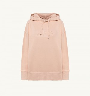 Autry Relaxed Fit Hooded Sweatshirt Cotton Jersey Embossed Logo Top Donna Rosa | 78621-OPJV