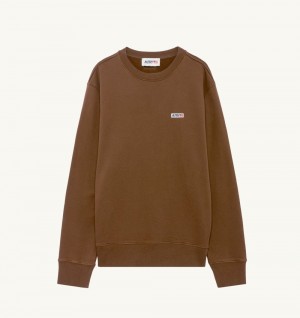 Autry Sweatshirt Jersey Label Top Uomo Marrone | 05937-JYTZ