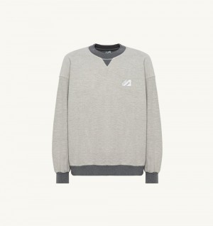 Autry Sweatshirt Melange Cotton Jersey Top Uomo Grigie Bianche | 15842-CYZH