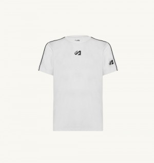 Autry Tennis T-shirt Contrast Piping Top Uomo Bianche | 58760-DSXR