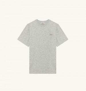 Autry T-shirt Cotton Label Top Uomo Grigie | 32148-CZEV