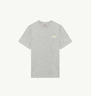 Autry T-shirt Cotton Printed Logo Top Uomo Grigie | 10739-UNGM