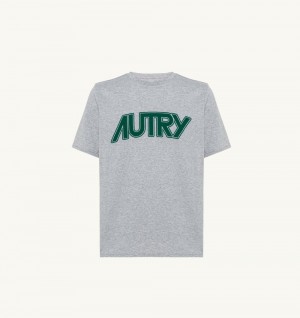 Autry T-shirt Melange Cotton Jersey Top Uomo Grigie | 95423-ZCKI