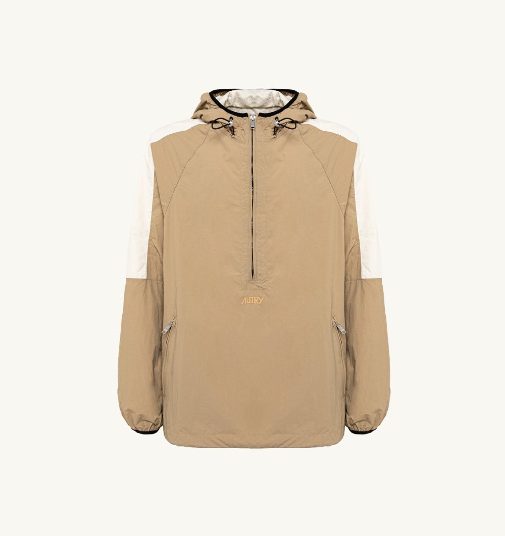 Autry Anorak Jacket Nylon Top Uomo Beige | 64395-OYAV