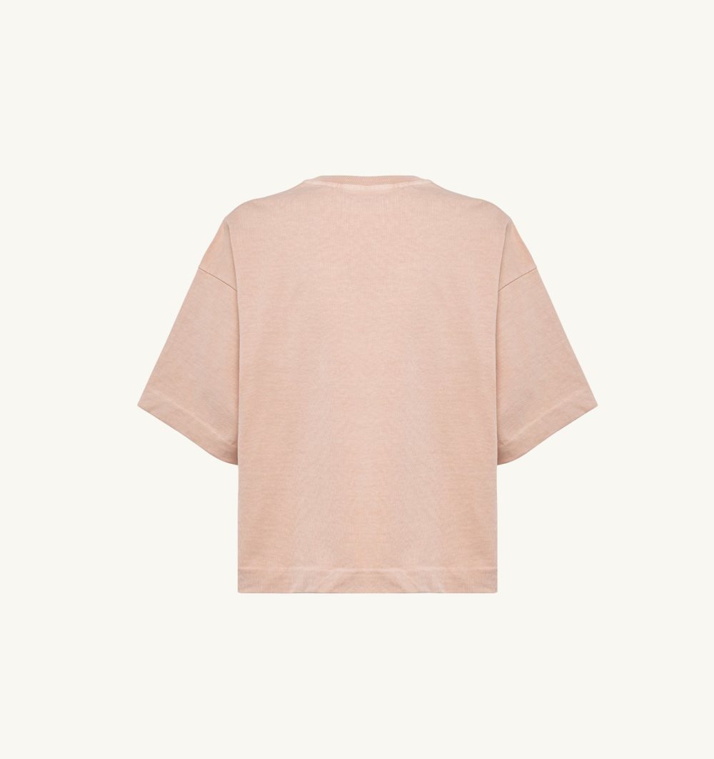 Autry Boxy Fit T-shirt Cotton Jersey Top Donna Rosa | 49132-ZCGH