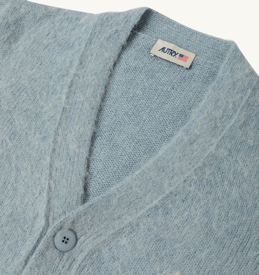 Autry Cardigan Wool Knit Top Uomo Blu Chiaro Blu | 54031-URFB