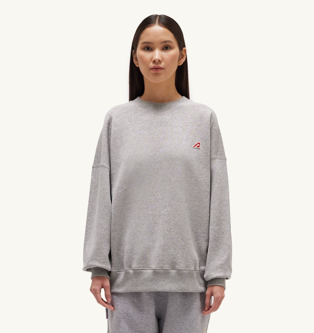 Autry Crew Neck Sweatshirt Gauzed Cotton Jersey Top Donna Grigie | 93617-KSRJ