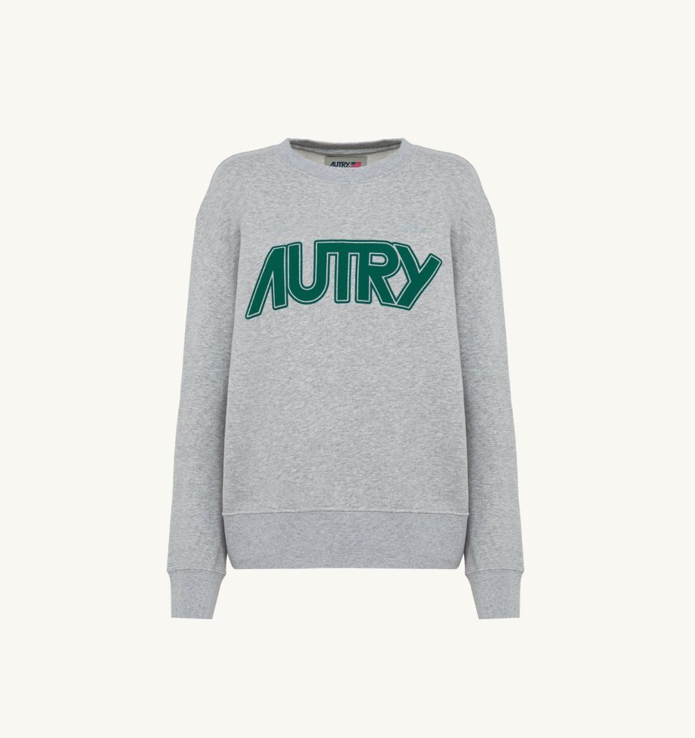 Autry Crew Neck Sweatshirt Melange Cotton Top Donna Grigie | 82935-DEOF