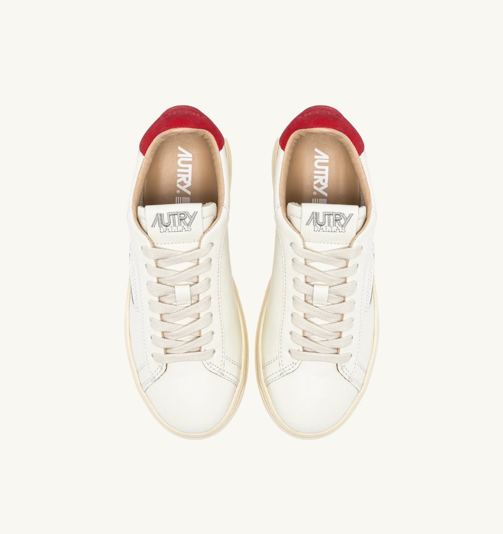 Autry Dallas Low Sneakers Leather Sneakers Donna Bianche Rosse | 03275-OZIL