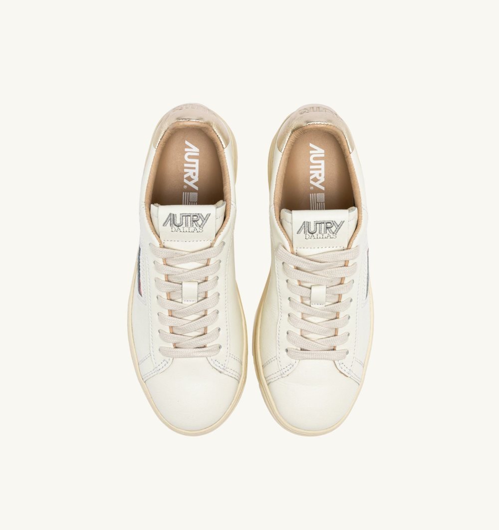 Autry Dallas Low Sneakers Leather Sneakers Donna Bianche Oro | 02413-YXJA