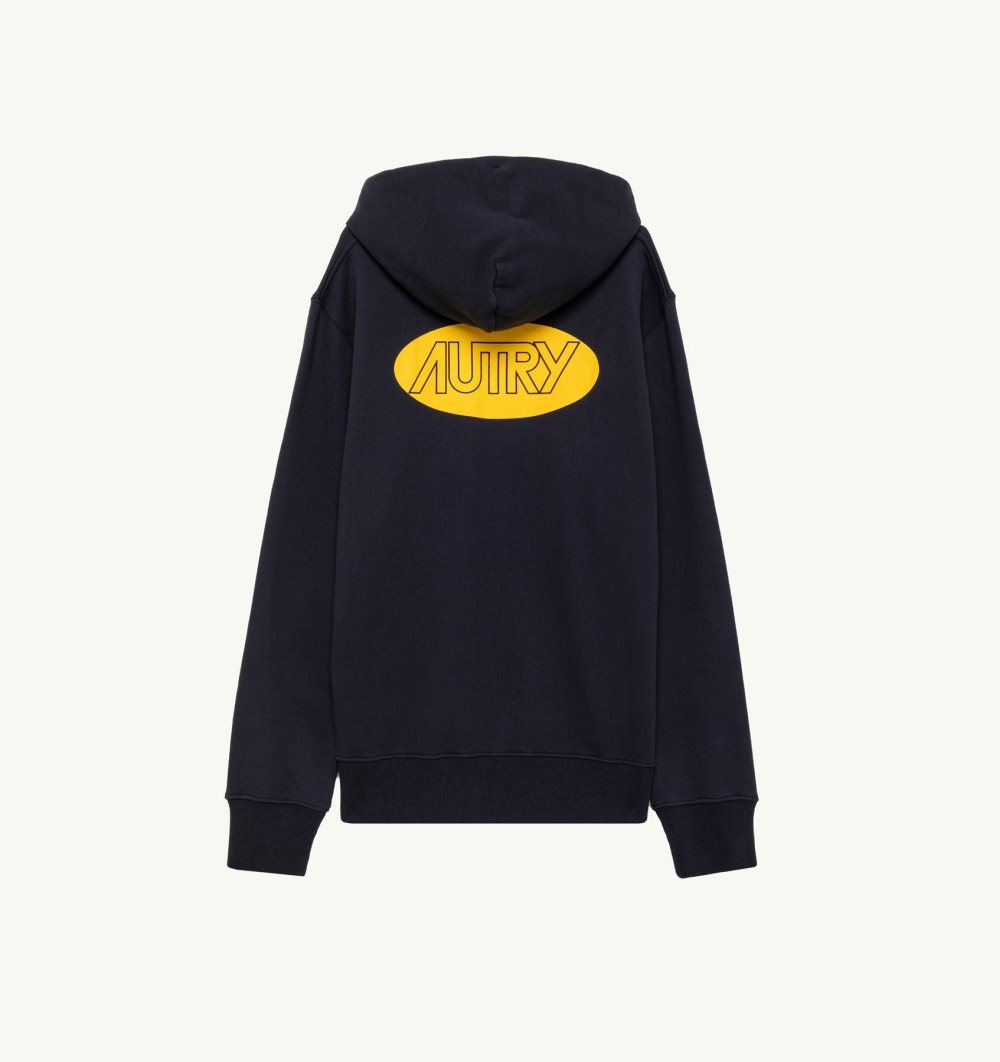 Autry Hoodie Jersey Printed Logo Top Uomo Blu | 29315-VROW