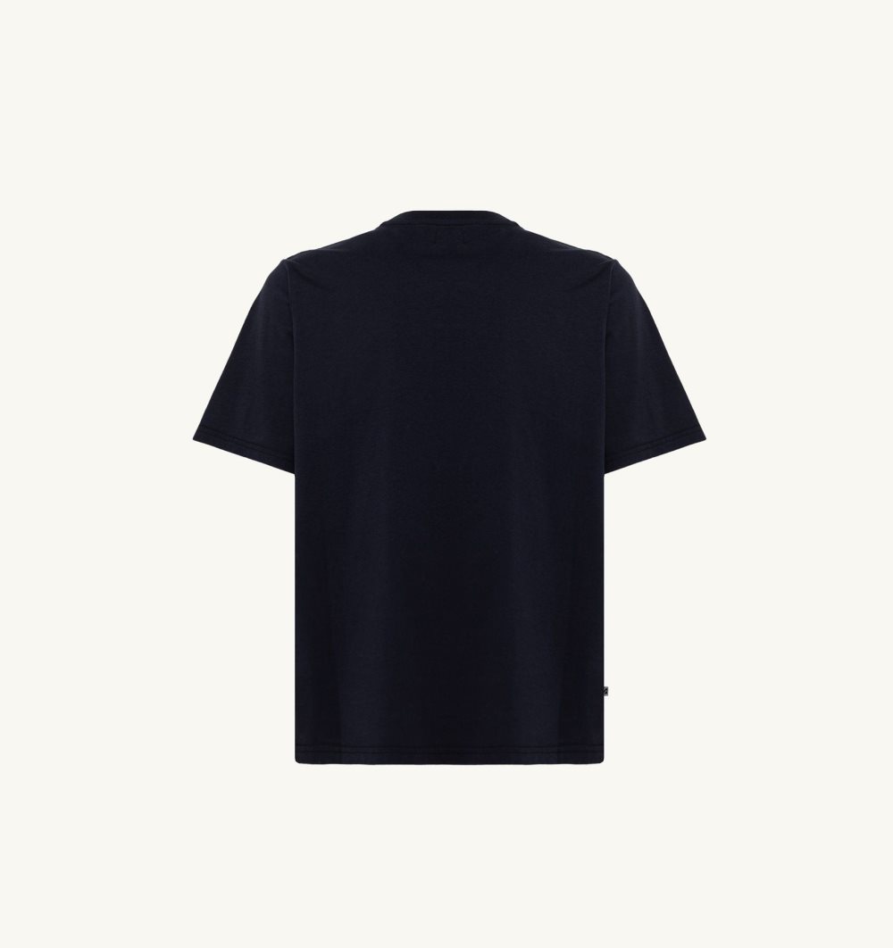 Autry Label T-shirt Cotton Jersey Top Uomo Blu | 23948-ZNKV