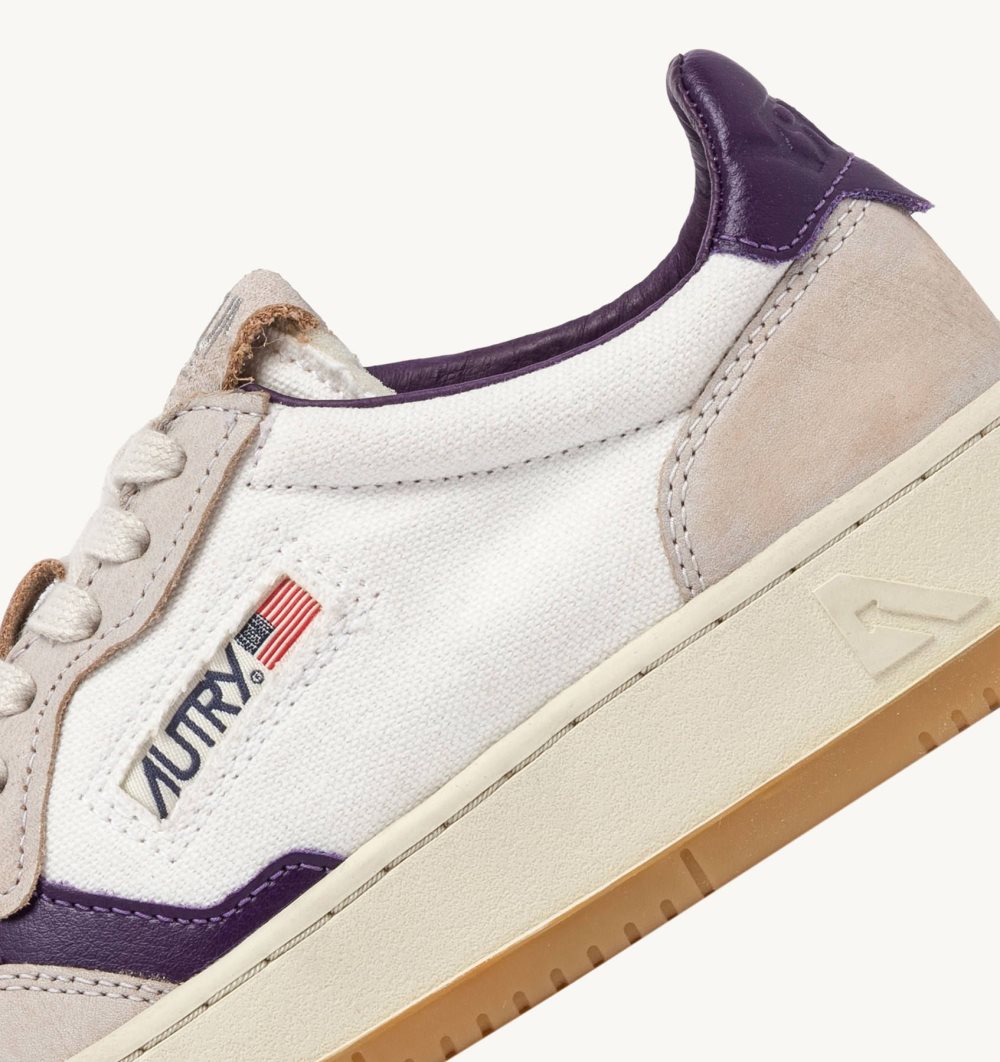 Autry Medalist Low Sneakers Canvas Leather Sneakers Donna Bianche Viola | 19853-TSVZ