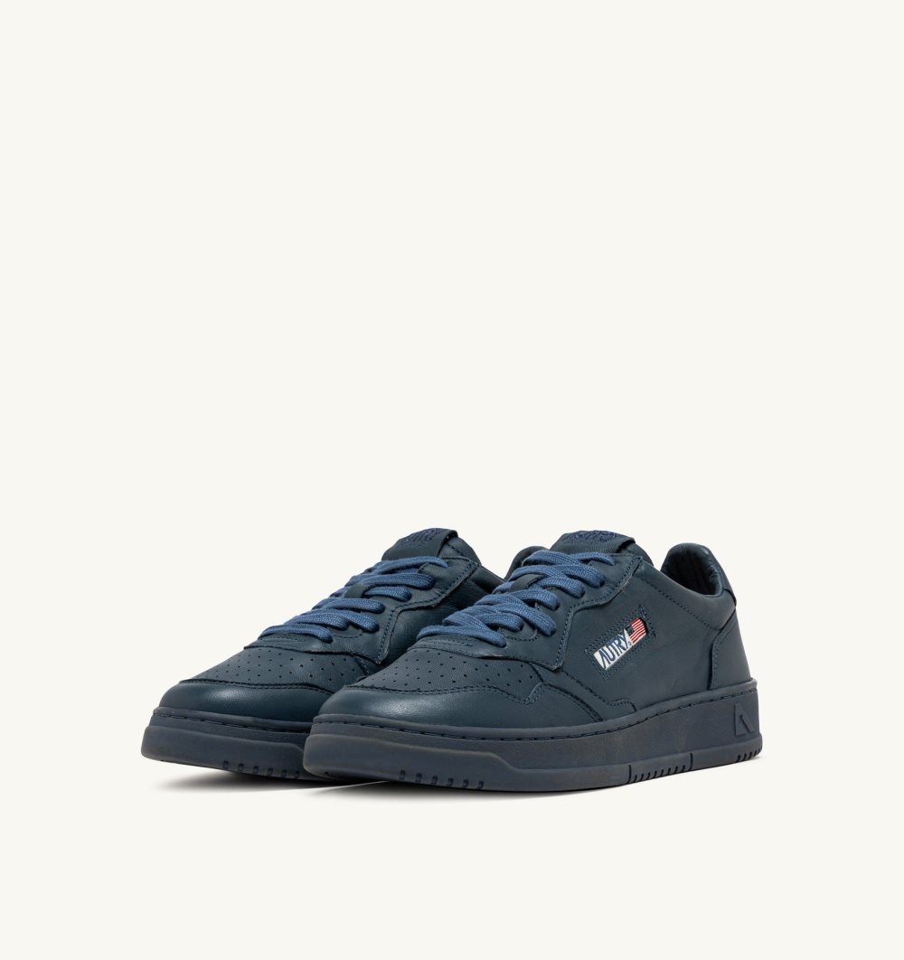 Autry Medalist Low Sneakers Denim Nappa Sneakers Uomo Blu | 67480-DGSR