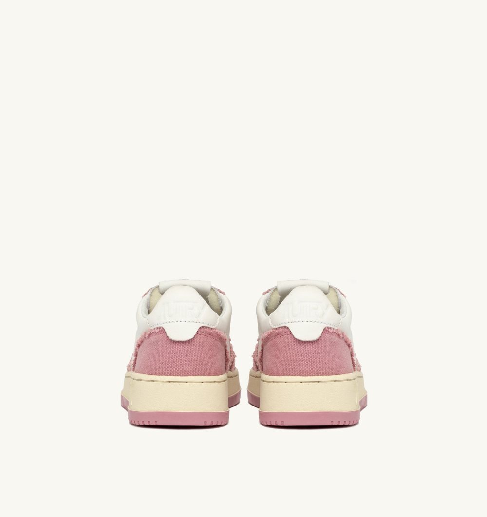 Autry Medalist Low Sneakers Leather Canvas Sneakers Donna Bianche Rosa | 74938-EUVZ