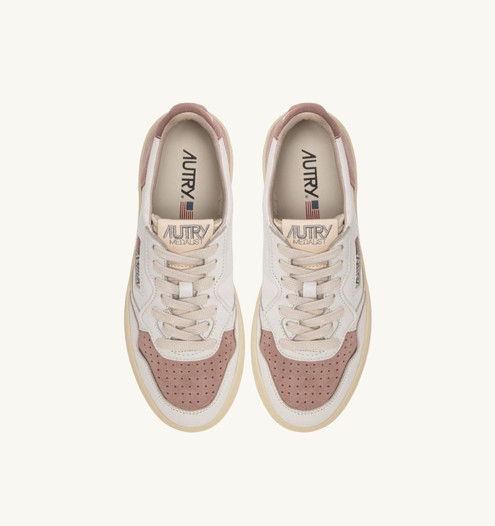 Autry Medalist Low Sneakers Leather Nude Sneakers Donna Bianche Rosa | 90531-MLVH