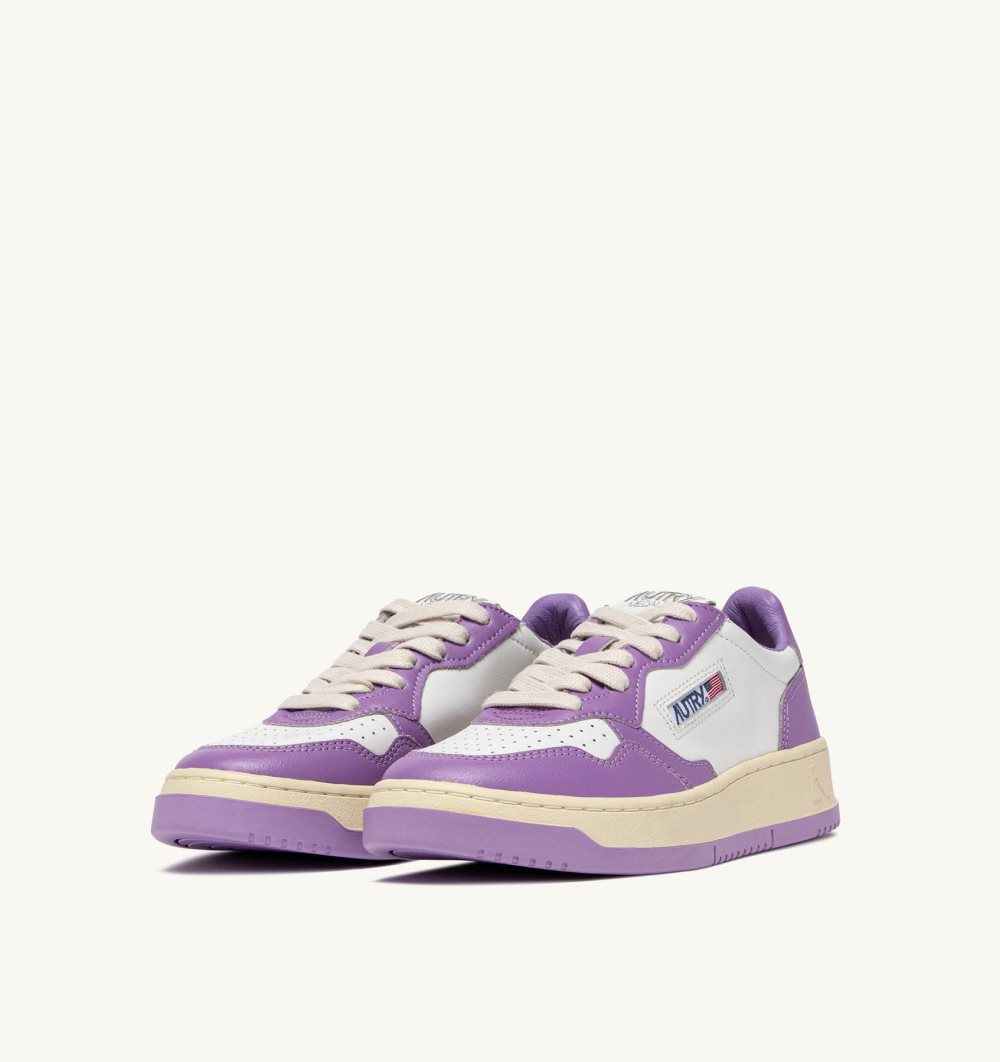 Autry Medalist Low Sneakers Leather Sneakers Donna Bianche Viola | 05472-CKYZ