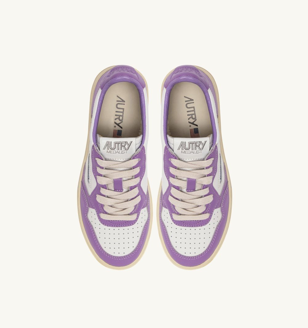 Autry Medalist Low Sneakers Leather Sneakers Donna Bianche Viola | 05472-CKYZ