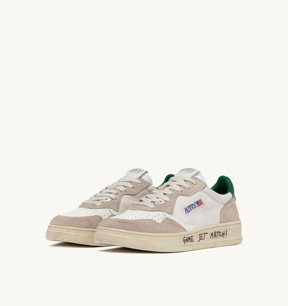 Autry Medalist Low Sneakers Leather Suede Green Sneakers Donna Verdi Bianche | 93612-PAQV