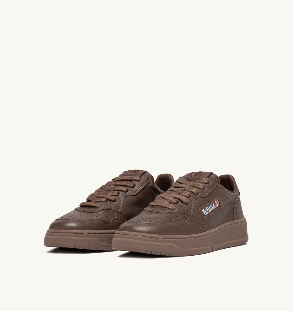 Autry Medalist Low Sneakers Matte Patridge Leather Shearling Sneakers Donna Marrone | 41902-QKSP