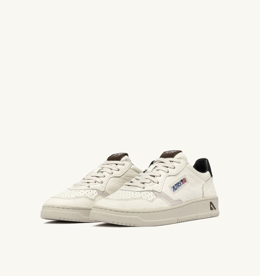 Autry Medalist Low Sneakers TextuLeather Details Sneakers Uomo Bianche | 13945-JYCH