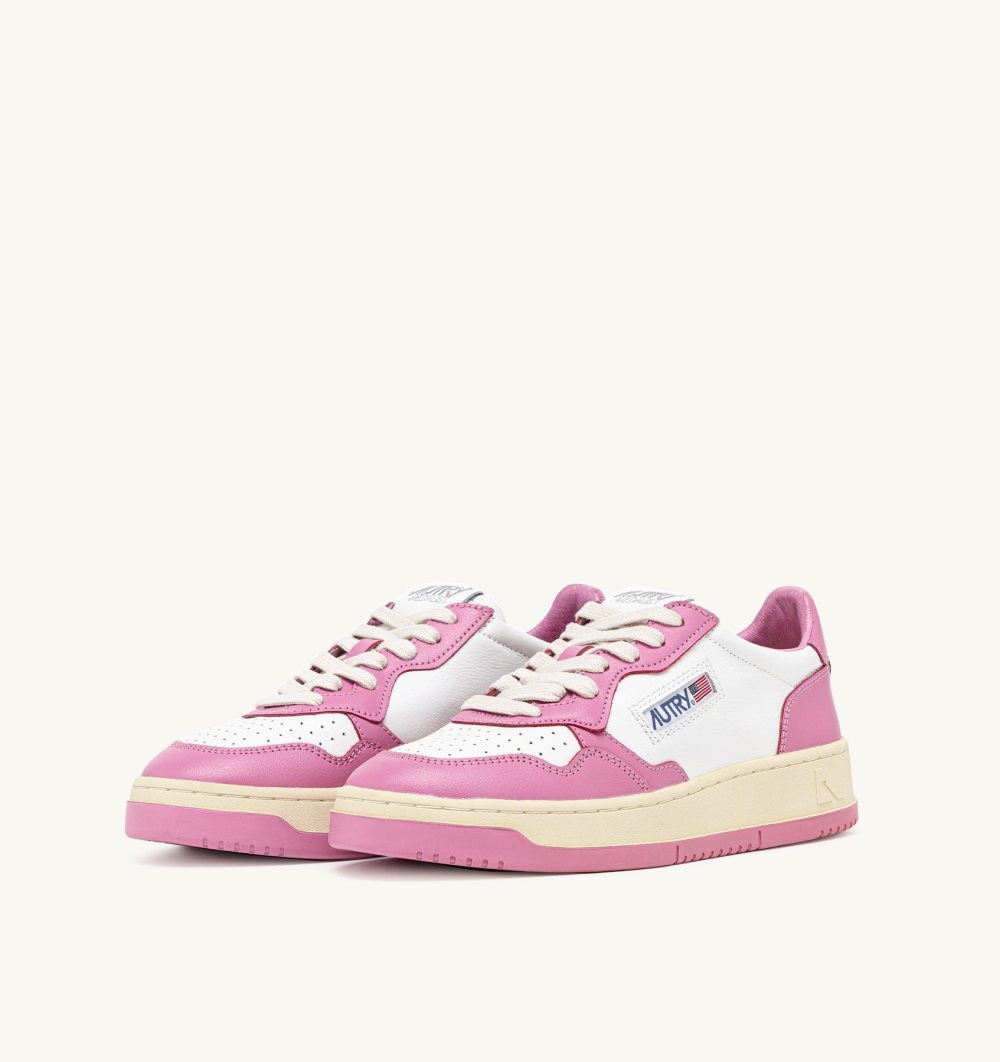 Autry Medalist Low Sneakers Two-tone Leather Sneakers Donna Bianche Rosa | 54861-KUDP