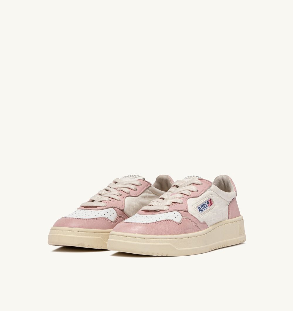 Autry Medalist Low Sneakers Washed Goatskin Sneakers Donna Bianche Rosa | 75163-NUHC