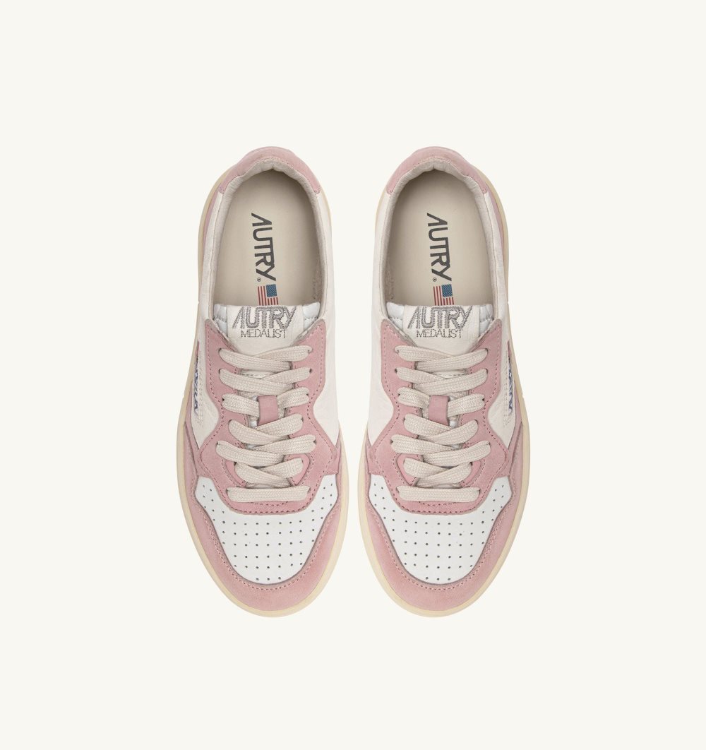 Autry Medalist Low Sneakers Washed Goatskin Sneakers Donna Bianche Rosa | 75163-NUHC