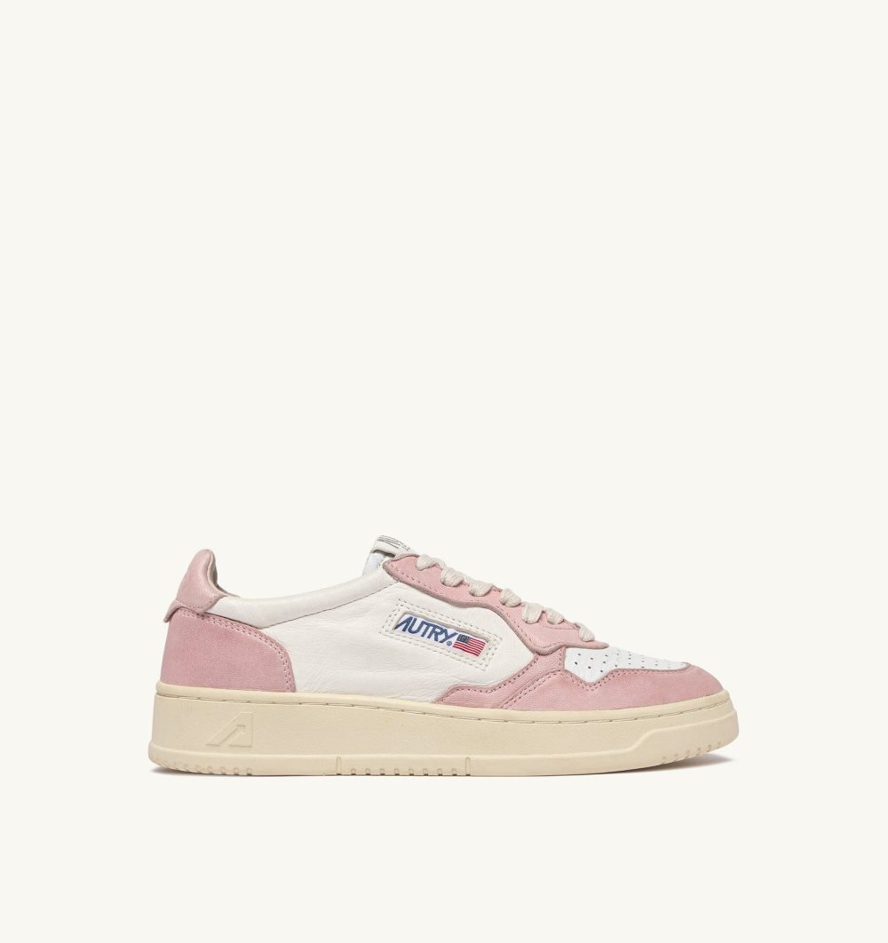 Autry Medalist Low Sneakers Washed Goatskin Sneakers Donna Bianche Rosa | 75163-NUHC