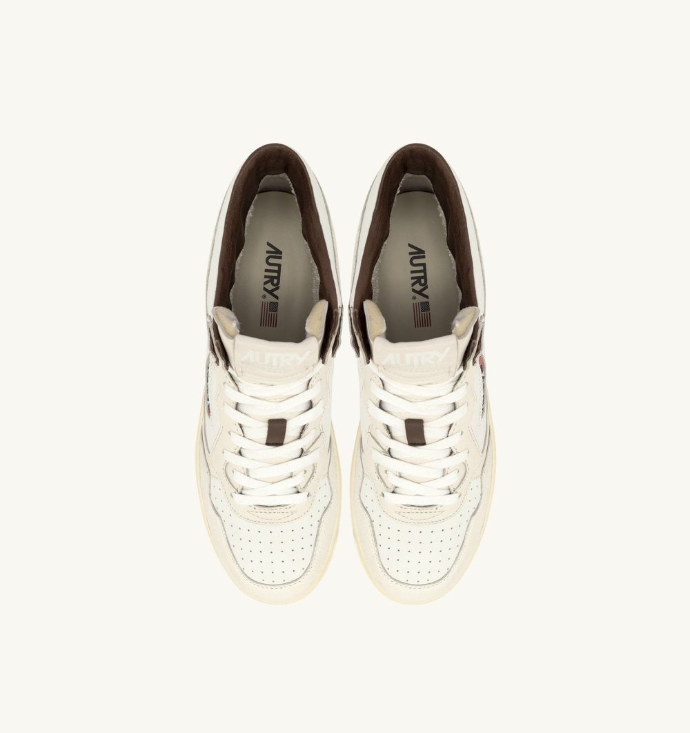 Autry Medalist Mid Sneakers Leather Neutral-tone Nappa Sneakers Donna Bianche | 31498-TJIE