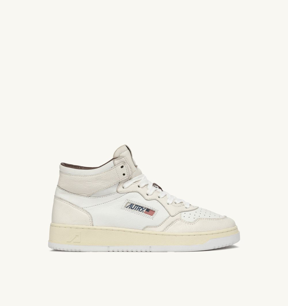 Autry Medalist Mid Sneakers Leather Neutral-tone Nappa Sneakers Donna Bianche | 31498-TJIE