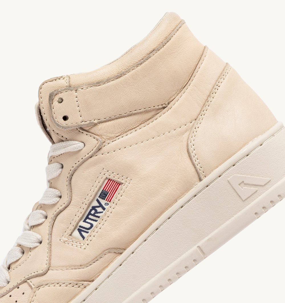 Autry Medalist Mid Sneakers Napa Leather Sneakers Donna Beige | 39470-ISFU