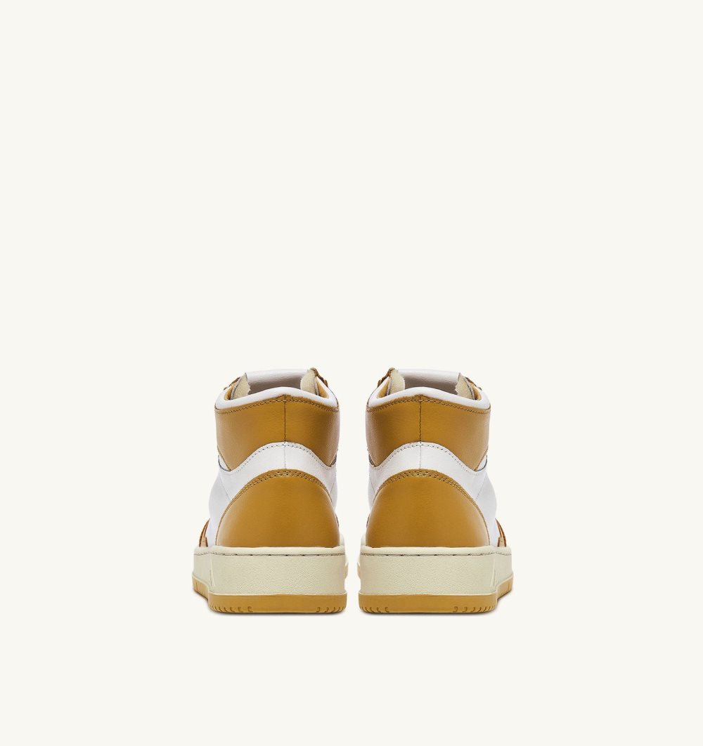 Autry Medalist Mid Sneakers Yellow Leather Sneakers Uomo Gialle Bianche | 24360-EMDL