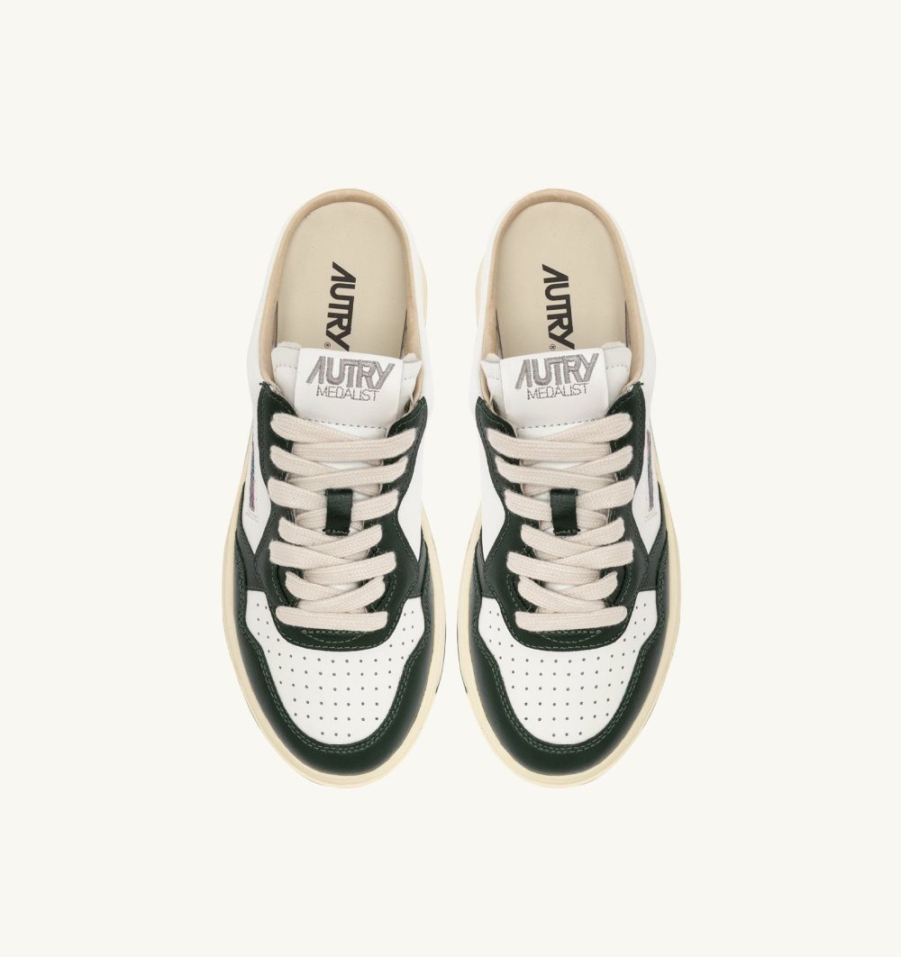 Autry Medalist Mule Sneakers Military Leather Mules Donna Bianche | 01459-UKJQ