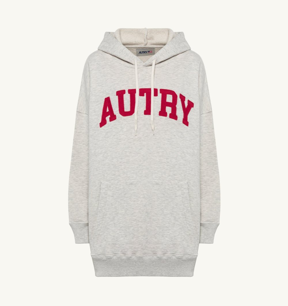 Autry Melange Hooded Sweatshirt Dress Embroidery Logo Top Donna Grigie | 95823-YPTK