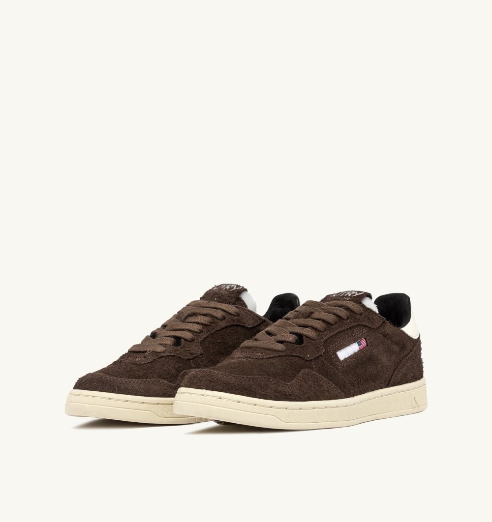 Autry New Flat Low Sneakers Ebano Whisper Suede Scarpe Flat Uomo Bianche | 32147-NCXM