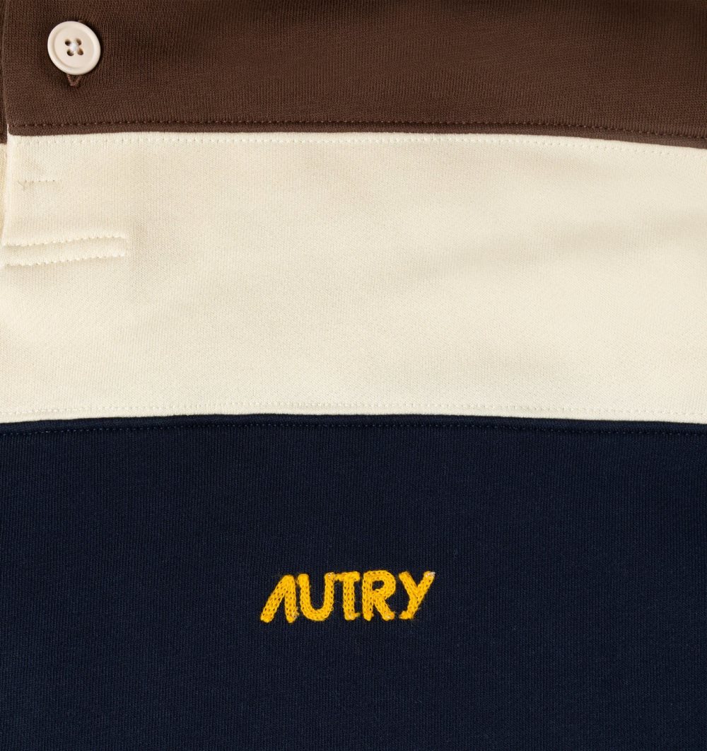 Autry Polo Striped Jersey Top Uomo Bianche Blu | 49210-ZQON